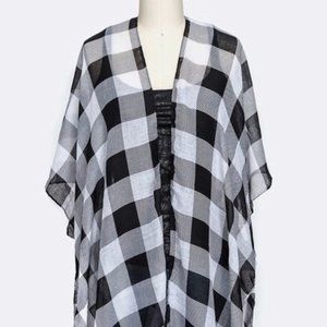 White and Black Plaid Kimono